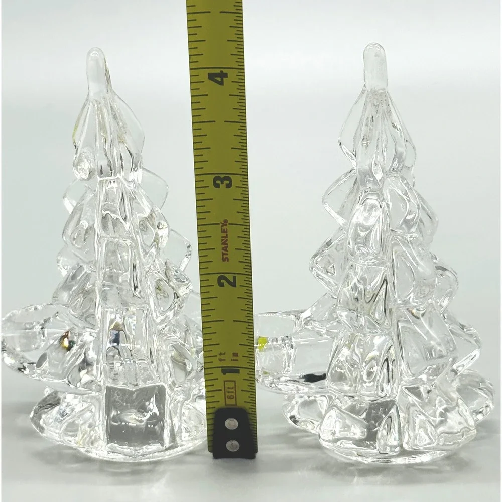 Biedermann Clear Glass Christmas‎ Tree Small Candle Holders Set Of 2